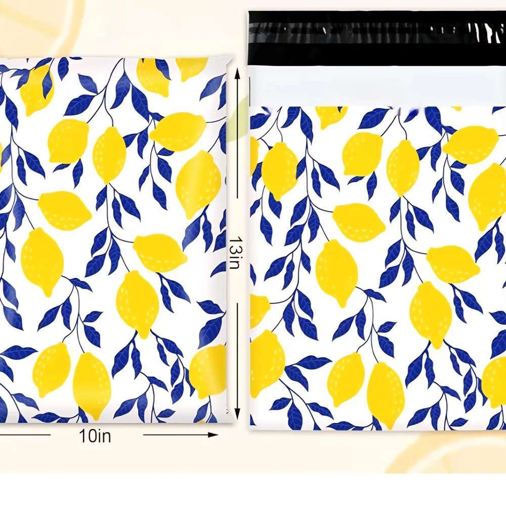 10x13 Lemon Print Polymailers 20-Pack Self-Seal Waterproof Shipping Envelopes